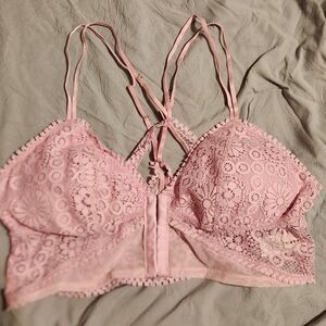 Aerie Light Pink Corset Lace Bralette